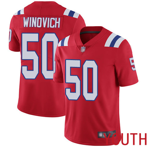 New England Patriots Football #50 Vapor Limited Red Youth Chase Winovich Alternate NFL Jersey->youth nfl jersey->Youth Jersey